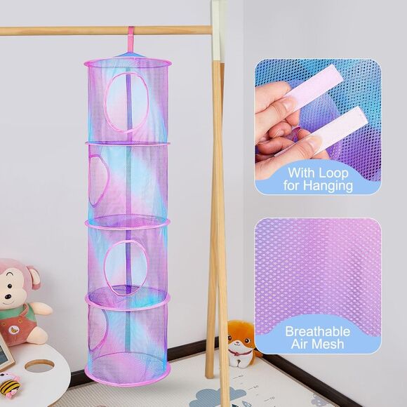 Toy Storage Hanging Stuffed Animals Organizer Closet Holder Toy Organizer 2pc - Picture 6 of 10